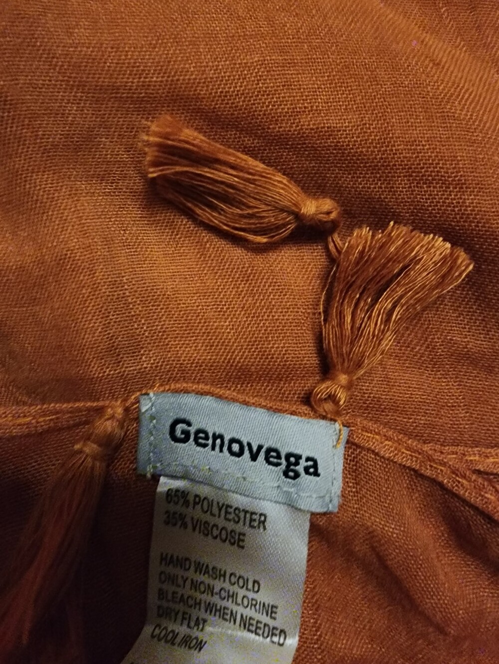 Scarf With Tassels, Rust Color. NWOT - Picture 2 of 3